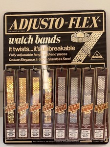 lot 184W image: Display Card of 10 Vintage Adjusto-Flex Watch Bands by Regal