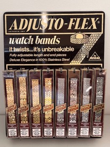 lot 185W image: Set of 8 Adjusto-Flex Regal II Stainless Steel Watch Bands in Package