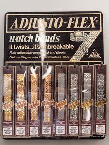 lot 187W image: Display of 8 Adjusto-Flex Stainless Steel Watch Bands by Regal