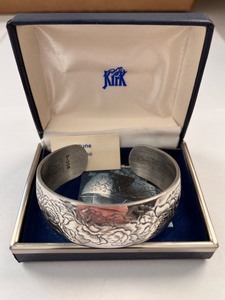 lot 211W image: Samuel Kirk & Son Sterling Silver Flower of the Month June Rose Cuff Bracelet with Box
