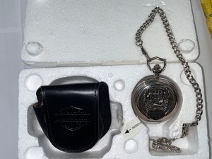 lot 214W image: Harley-Davidson Pocket Watch with Chain and Leather Case