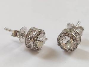 lot 10W image: Diamond Essence Swarovski Crystal Stud Earrings Sterling Silver