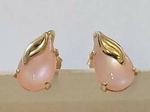 lot 20WA image: Pink Teardrop Earrings with Gold Accents