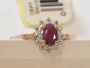 lot 26W image: Ruby and Diamond Ring in Gold Setting, Size 7