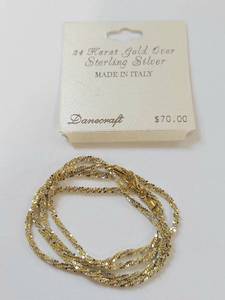 lot 29W image: Danecraft 24 Karat Gold Over Sterling Silver Necklace Made in Italy