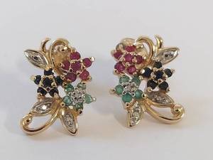 lot 47W image: Sterling Creations Genuine Stone Gold Over Sterling Silver Earrings