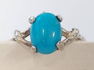 lot 49W image: Sterling Silver 925 Ring with Turquoise Stone