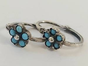 lot 53W image: Vintage Silver Earrings with Turquoise Stones