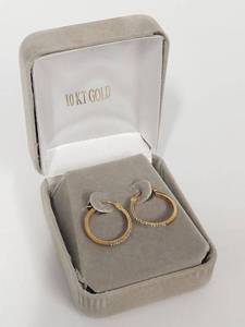 lot 58W image: 10KT Gold Hoop Earrings with Box and Receipt