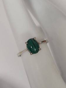 lot 59W image: Vintage Silver Ring with Malachite Stone