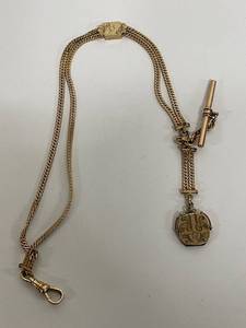 lot 62W image: Vintage Gold-Filled Pocket Watch Chain with Engravings