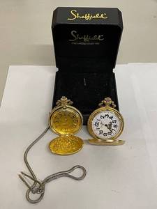 lot 69W image: Sheffield Vintage Pocket Watches with Chain and Box Set