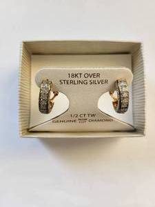 lot 72W image: Victoria Townsend 18KT Gold Over Sterling Silver Diamond Hoop Earrings, 12 CTW