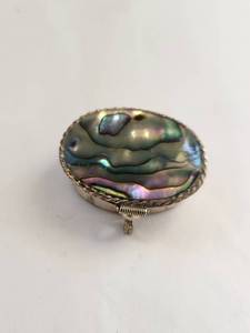 lot 100W image: Sterling Silver Abalone Shell Small Pill Box and Pendant
