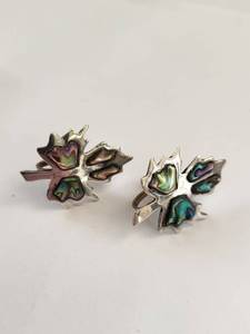 lot 101W image: Sterling Silver Abalone Shell Screw Back Earrings