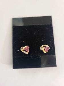 lot 103W image: 14K Gold Ruby and Diamond Earrings, 2.08 Grams