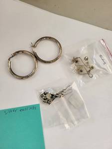 lot 105W image: Collection of Sterling Silver Earrings - 3 Pairs Assorted Styles