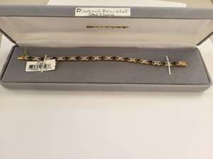 lot 107W image: 7.5 Inch Sterling Silver Gold Plated Natural Sapphire and Diamond Bracelet