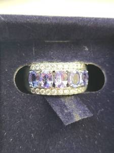 lot 128W image: Set of 3 Stauer Sterling Silver Tanzanite and CZ Rings with Boxes