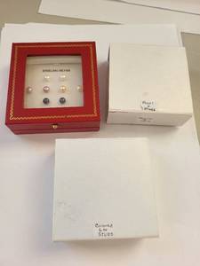 lot 130W image: Lot of Sterling Silver Cultured Pearl Stud Earrings, Multi-Color Sets