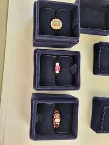 lot 131W image: Set of 3 Stauer Sterling Silver Rings Opal, Garnet, and Synthetic Ruby with CZ