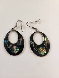 lot 145W image: Sterling Silver Abalone Shell Earrings Made in Mexico