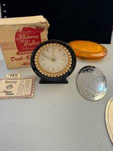 lot 219W image: Phinney Walker Desk-Boudoir Alarm Clock with Box and Accessories