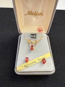 lot 246W image: Melini Genuine Stone Necklace and Earring Set in Gift Box