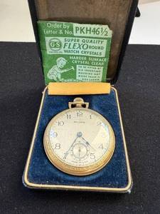 lot 247W image: Reliance Pocket Watch with Case and GS Flexo Watch Crystal Insert