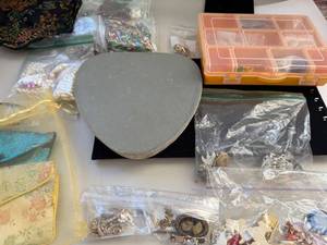 lot 249W image: Assorted Vintage Jewelry, Beads, and Craft Supplies Collection
