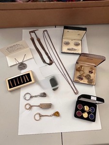 lot 157W image: Vintage Mens Accessories Collection Cufflinks, Watch Fobs, and Key Chains