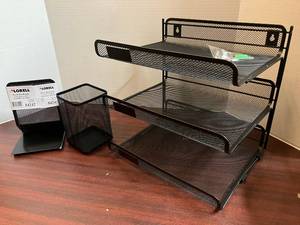 lot 81 image: Paper Organizer, Pencil Cup and Bookends