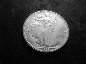 lot 26 image: 1989 Silver Eagle One Dollar 1 OZ. Fine In MS From UNC Roll.