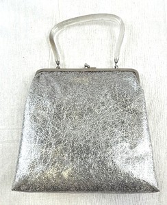 lot 25 image: Vintage Silver Crackle Handbag & Clear Lucite Handle