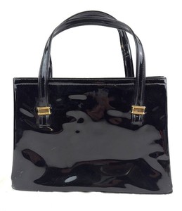 lot 26 image: Vintage Black Patent Leather Handbag & Gold Hardware