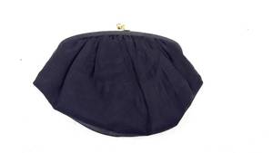 lot 35 image: Vintage Black Satin Evening Clutch with Gold Frame