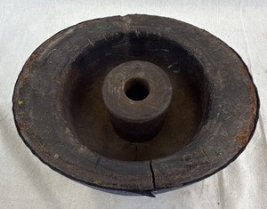 lot 8 image: Antique Wooden Hat Block Form With Blue Felt Cover