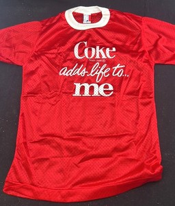 lot 20H image: Coca-Cola Red Mesh Jersey Adds Life To Me. Size Small