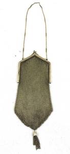 lot 43 image: Napier Gold Mesh Evening Bag & Chain With Blue Cabochon Accents