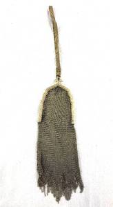 lot 48 image: Antique Whiting & Davis Co. Gold-Tone Mesh Purse Pendant with Fringed Tassel