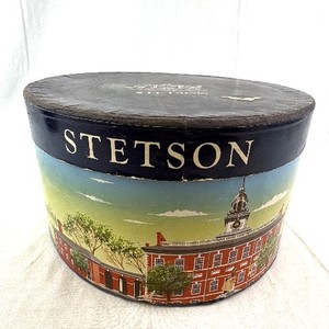 lot 71 image: Stetson Round Hat Box Tin & City Scene