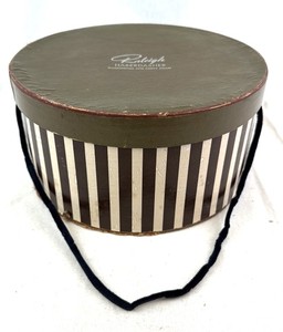 lot 86 image: Raleigh Haberdasher Hat Box Olive Lid & Striped Sides