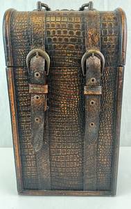 lot 94 image: Vintage Faux Crocodile Leather Case & Dual Buckle Closures