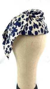 lot 103 image: Ms John Navy Leopard Print Pleated Turban Headwrap
