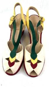 lot 114 image: Gina Collezione Color-Block Wedge Sandals
