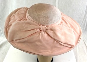 lot 128 image: Pink Satin Hat With Mesh Crown & Wide Brim