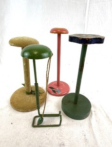 lot 151 image: Vintage Hat Stands Wooden & Metal Display Stands Assorted Colors