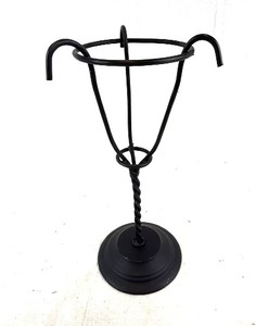 lot 153 image: Black Wrought Iron Candle Stand & Gold-Tone High Heel Sculpture