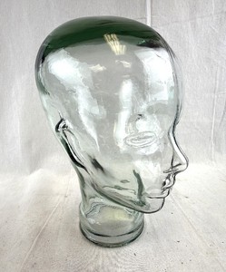 lot 162A image: Green Glass Head Bust Vessel Stand for HatsWigs