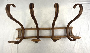 lot 163 image: Vintage Wrought Iron Coat Rack with Scroll Hooks